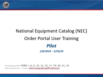 NEC Order Portal User Training